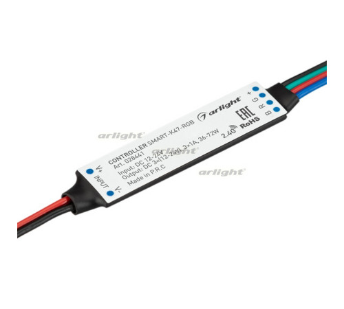 Контроллер SMART-K47-RGB (12-24V, 3x1A, 2.4G) (arlight, IP20 Пластик, 5 лет) Контроллер SMART-K47-RGB (12-24V, 3x1A, 2.4G) (arlight, IP20 Пластик, 5 лет)