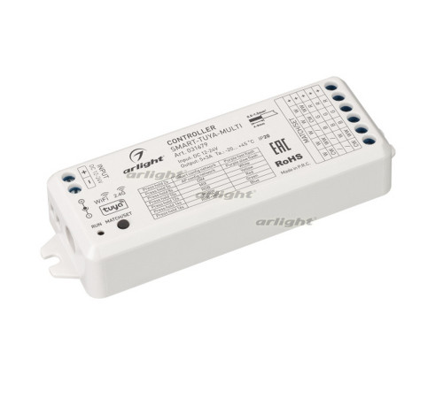 Контроллер SMART-TUYA-MULTI (12-24V, 5x3A, RGB-MIX, 2.4G) (arlight, IP20 Пластик, 5 лет) Контроллер SMART-TUYA-MULTI (12-24V, 5x3A, RGB-MIX, 2.4G) (arlight, IP20 Пластик, 5 лет)