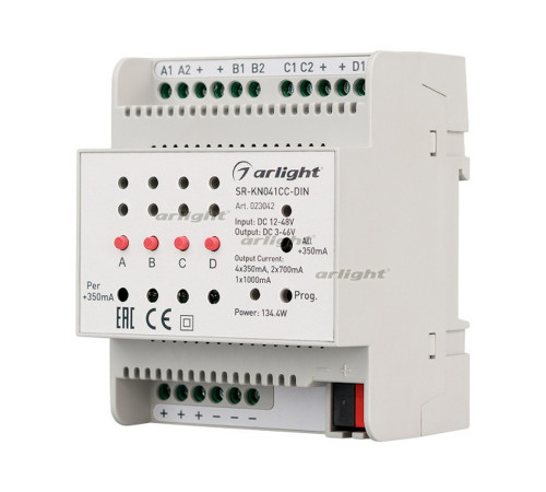 Контроллер тока SR-KN041CC-DIN (12-48V, 4x350/700mA) (arlight, -) Контроллер тока SR-KN041CC-DIN (12-48V, 4x350/700mA) (arlight, -)