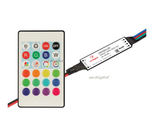 Контроллер SMART-MINI-RGB-SET (12-24V, 3x1.5A, ПДУ 24кн, IR) (arlight, IP20 Пластик, 5 лет) Контроллер SMART-MINI-RGB-SET (12-24V, 3x1.5A, ПДУ 24кн, IR) (arlight, IP20 Пластик, 5 лет)