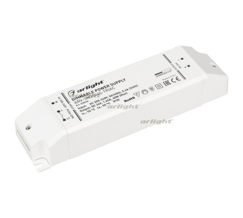 Блок питания ARV-SN24040-TRIAC (24V, 1.65A, 40W) (Arlight, IP20 Пластик, 3 года) Блок питания ARV-SN24040-TRIAC (24V, 1.65A, 40W) (Arlight, IP20 Пластик, 3 года)