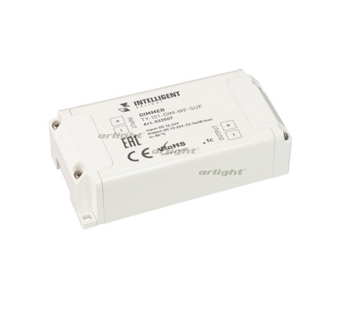 INTELLIGENT ARLIGHT Диммер TY-101-DIM-WF-SUF (12-24V, WI-FI, 433MHz, 1x6A) (INTELLIGENT ARLIGHT, IP2 INTELLIGENT ARLIGHT Диммер TY-101-DIM-WF-SUF (12-24V, WI-FI, 433MHz, 1x6A) (INTELLIGENT ARLIGHT, IP2