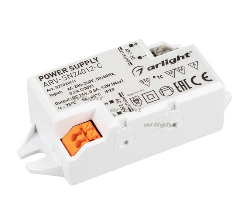 Блок питания ARV-SN24012-C (24V, 0.5A, 12W) (Arlight, IP20 Пластик, 3 года) Блок питания ARV-SN24012-C (24V, 0.5A, 12W) (Arlight, IP20 Пластик, 3 года)