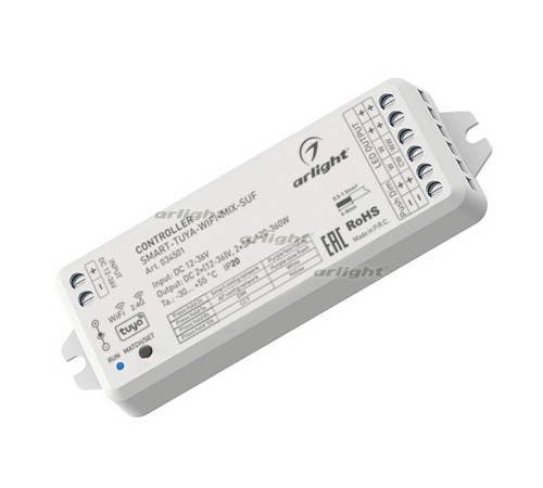 Контроллер SMART-TUYA-WIFI-MIX-SUF (12-36V, 2x5A, 2.4G) (arlight, IP20 Пластик, 5 лет) Контроллер SMART-TUYA-WIFI-MIX-SUF (12-36V, 2x5A, 2.4G) (arlight, IP20 Пластик, 5 лет)