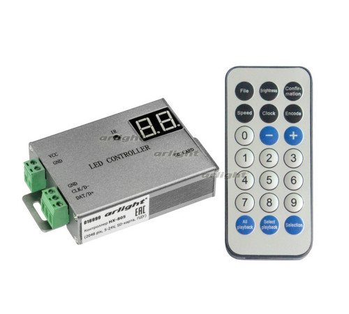 Контроллер HX-805 (2048 pix, 5-24V, SD-карта, ПДУ) (arlight, -) Контроллер HX-805 (2048 pix, 5-24V, SD-карта, ПДУ) (arlight, -)