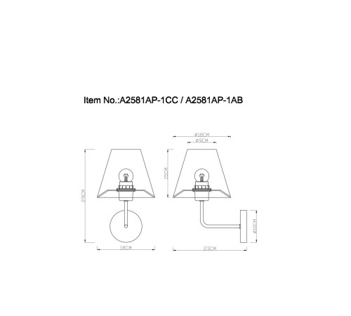 Светильник настенный A2581AP-1AB Arte Lamp
