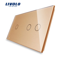 ПАНЕЛЬ ДВОЙНАЯ ДЛЯ ОДНОКЛАВИШНОГО И ДВУХКЛАВИШНОГО СЕНСОРНЫХ ВЫКЛЮЧАТЕЛЕЙ ЗОЛОТАЯ