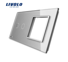 ПАНЕЛЬ ДВОЙНАЯ ДЛЯ ДВУХКЛАВИШНОГО СЕНСОРНОГО ВЫКЛЮЧАТЕЛЯ+ 1 розетка СЕРАЯ