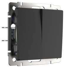Выключатель Werkel W1122008/ Выключатель двухклавишный проходной (черный матовый)