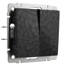 Выключатель Werkel W1222008/ Выключатель двухклавишный проходной (hammer черный)